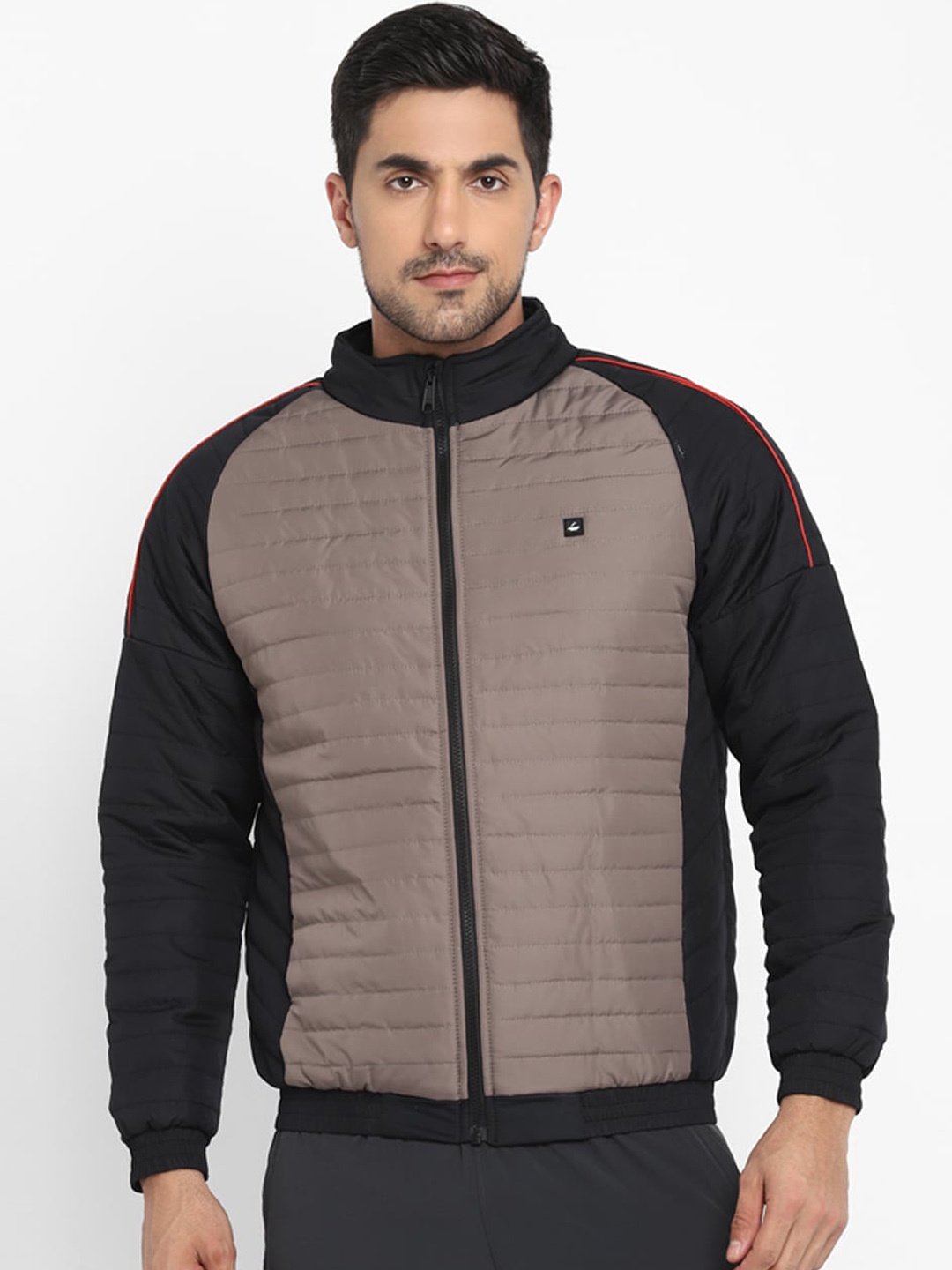 

FURO by Red Chief Men Black Grey Colourblocked Lightweight Sporty Jacket