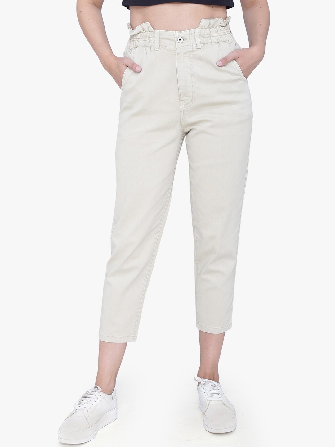 

FCK-3 Women Cream-Coloured Solid Pop High-Rise Stretchable Jeans