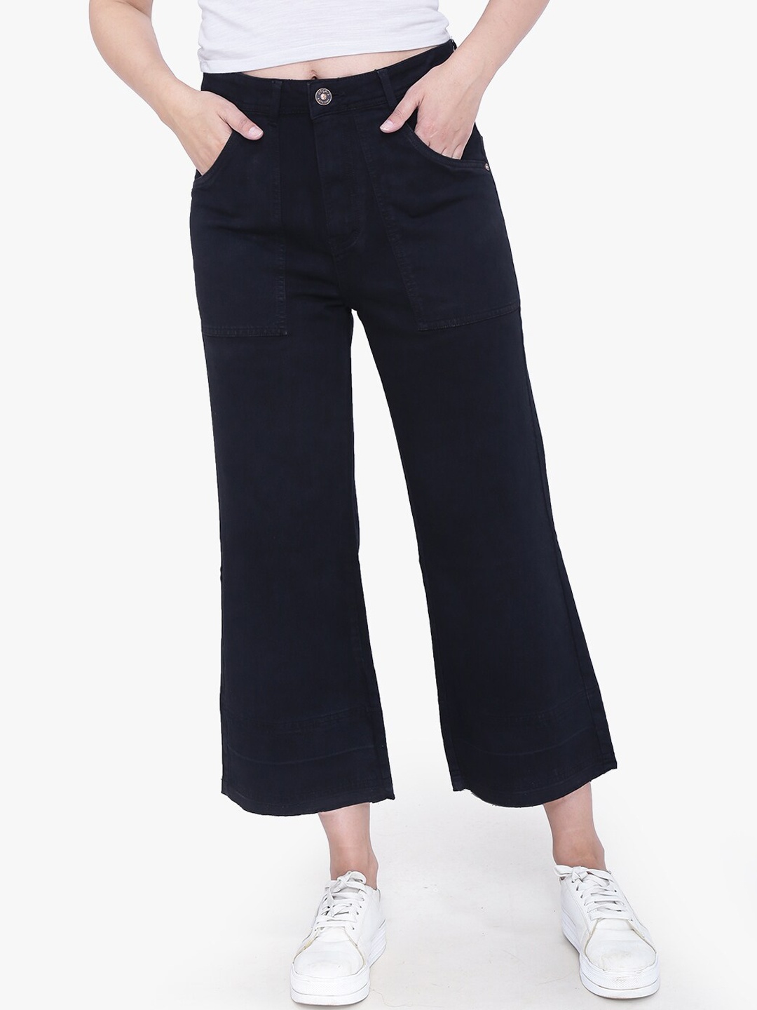 

FCK-3 Women Black Bootilicious Wide Leg High-Rise Stretchable Jeans