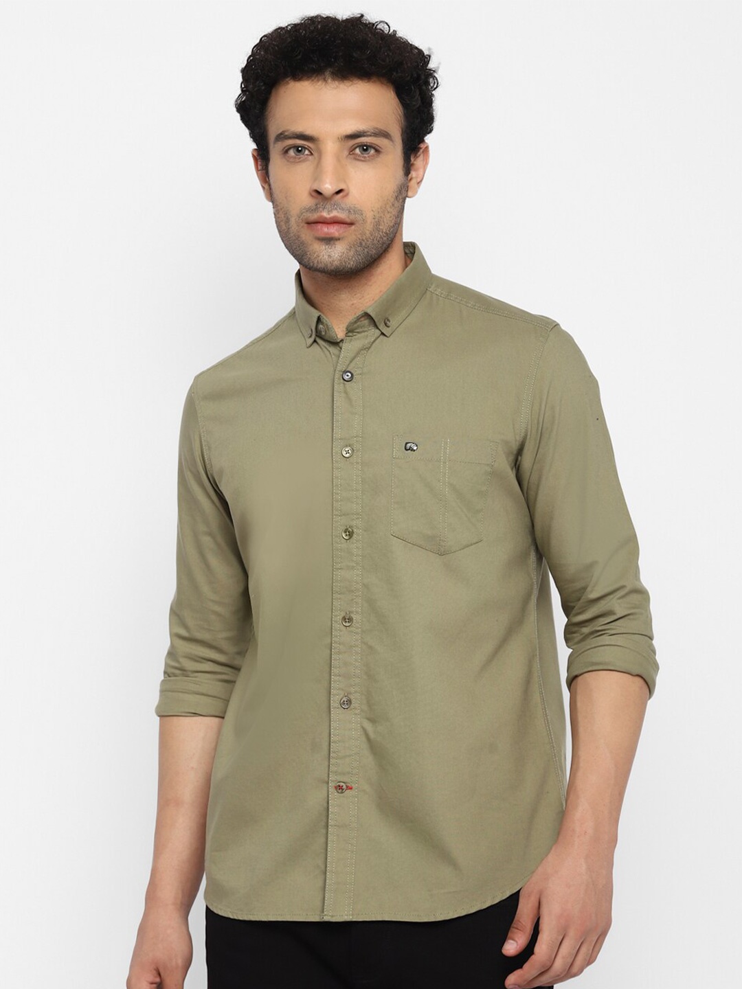 

Red Chief Men Olive Green Slim Fit Casual Shirt