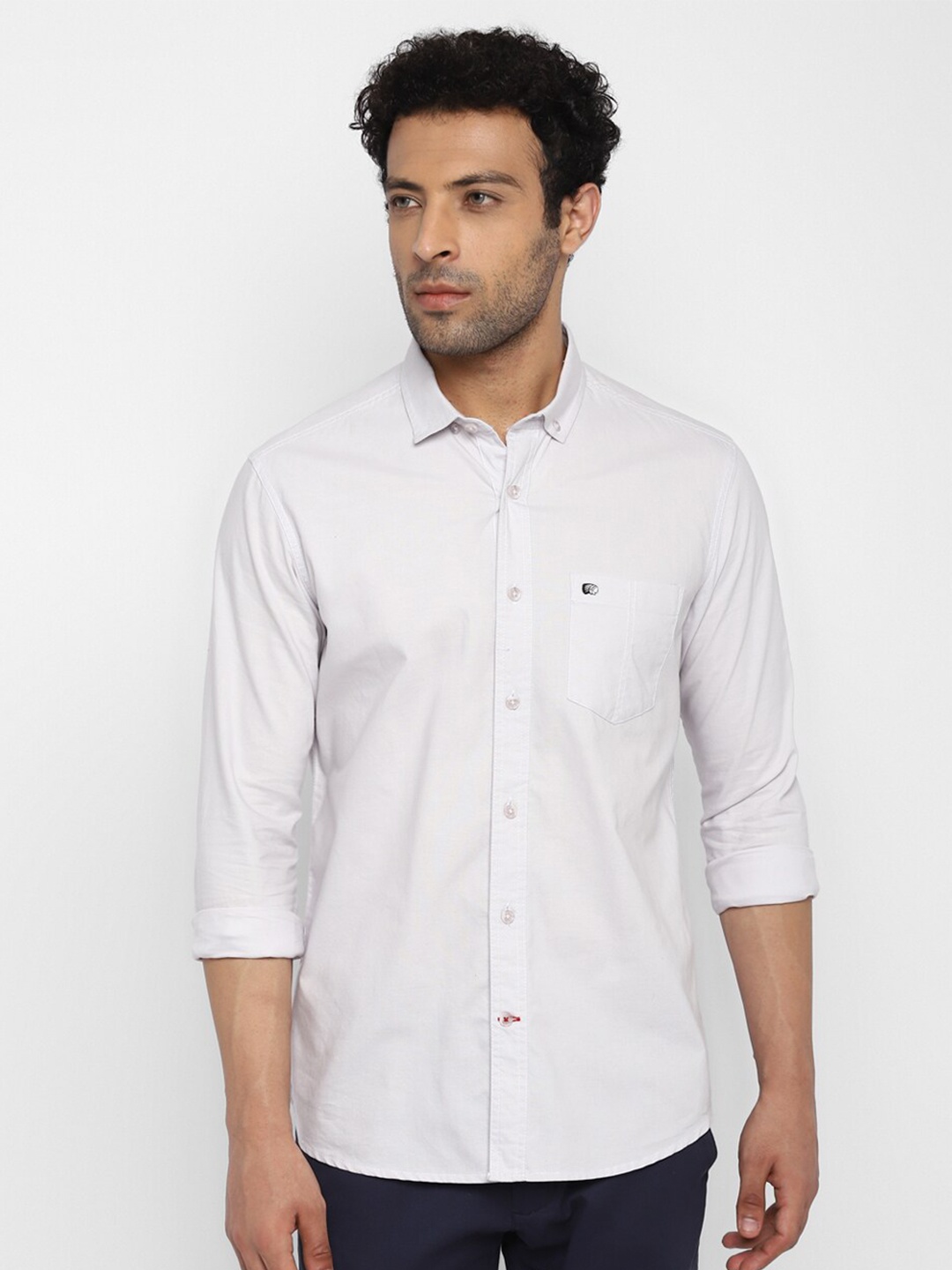 

Red Chief Men White Solid Cotton Casual Shirt