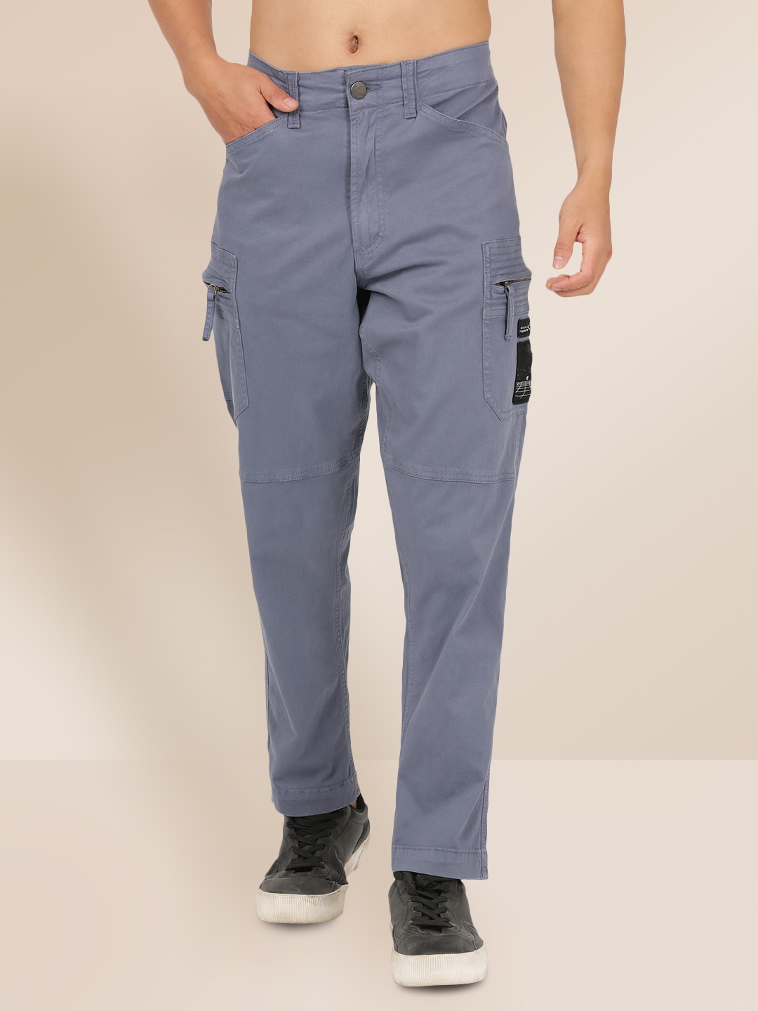 

KRA Men Blue Solid Slim-Fit Cargo Pants