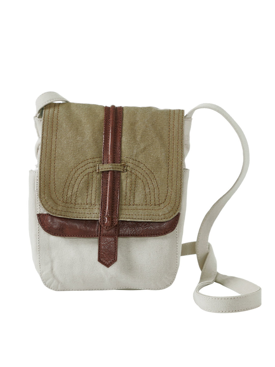 

Mona B Women Beige Oversized Half Moon Sling Bag