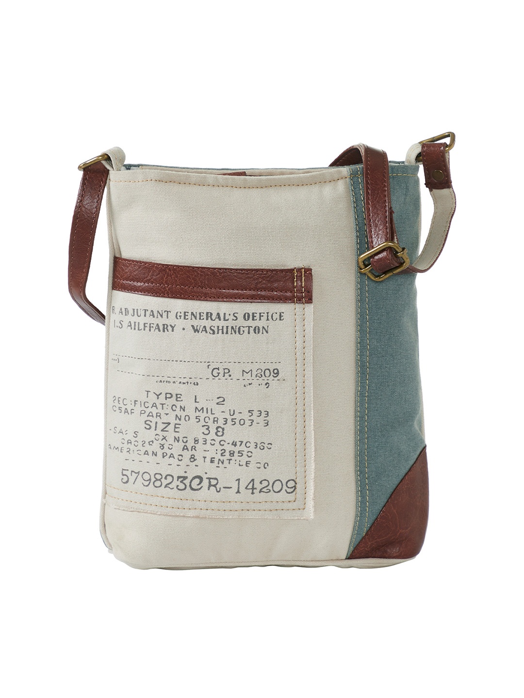 

Mona B Green Solid Canvas Crossbody Vintage Sling Bag