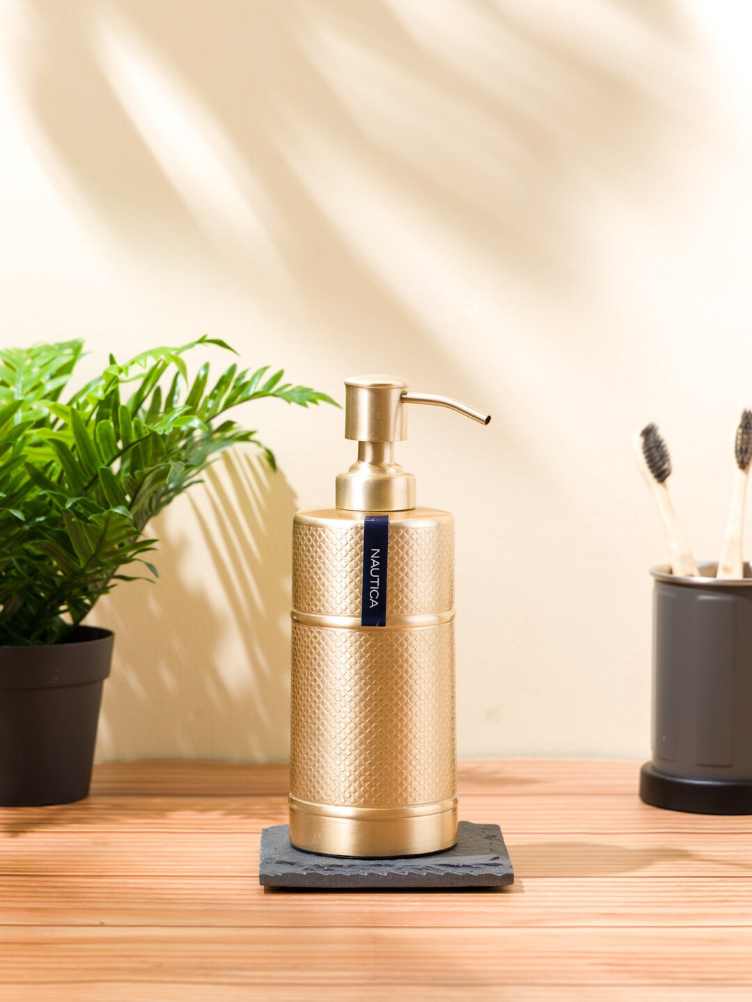 

Nautica Gold-Toned Textured Stainless Steel Soap Dispenser