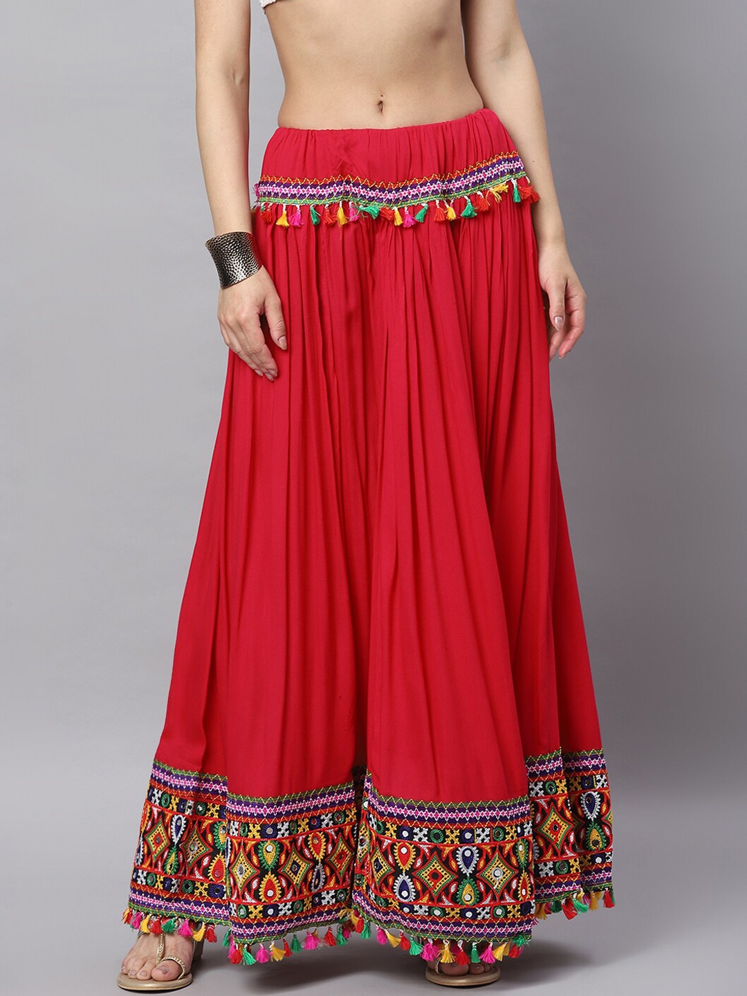 

BANJARA INDIA Women Red Embroidered Flared Maxi Skirts