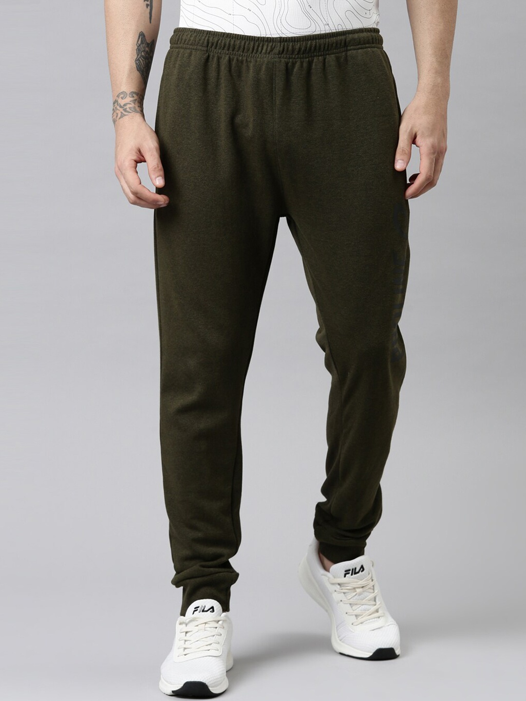 

Proline Active Men Olive-Green Solid Cotton Joggers