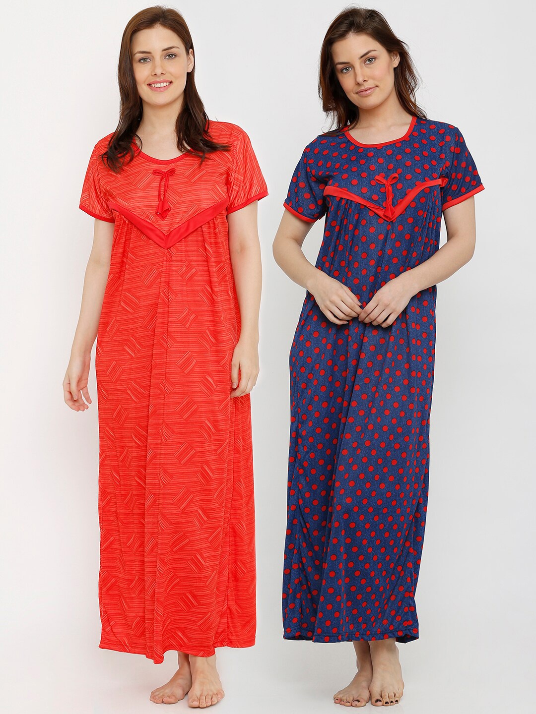 

Pretty Awesome Women 2 Red Printed Maxi Nightdress
