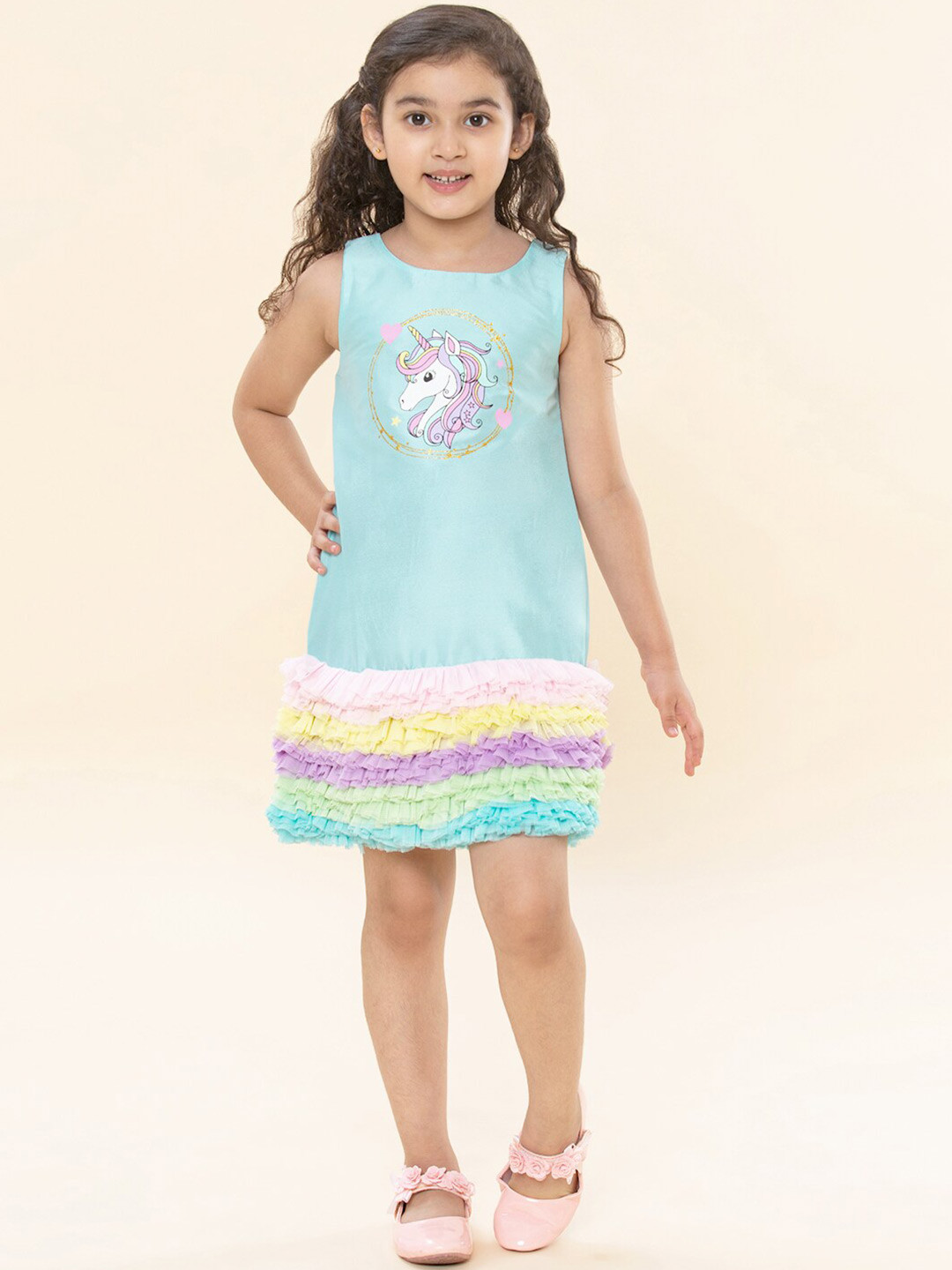 

A T U N Girls Blue A-Line Dress