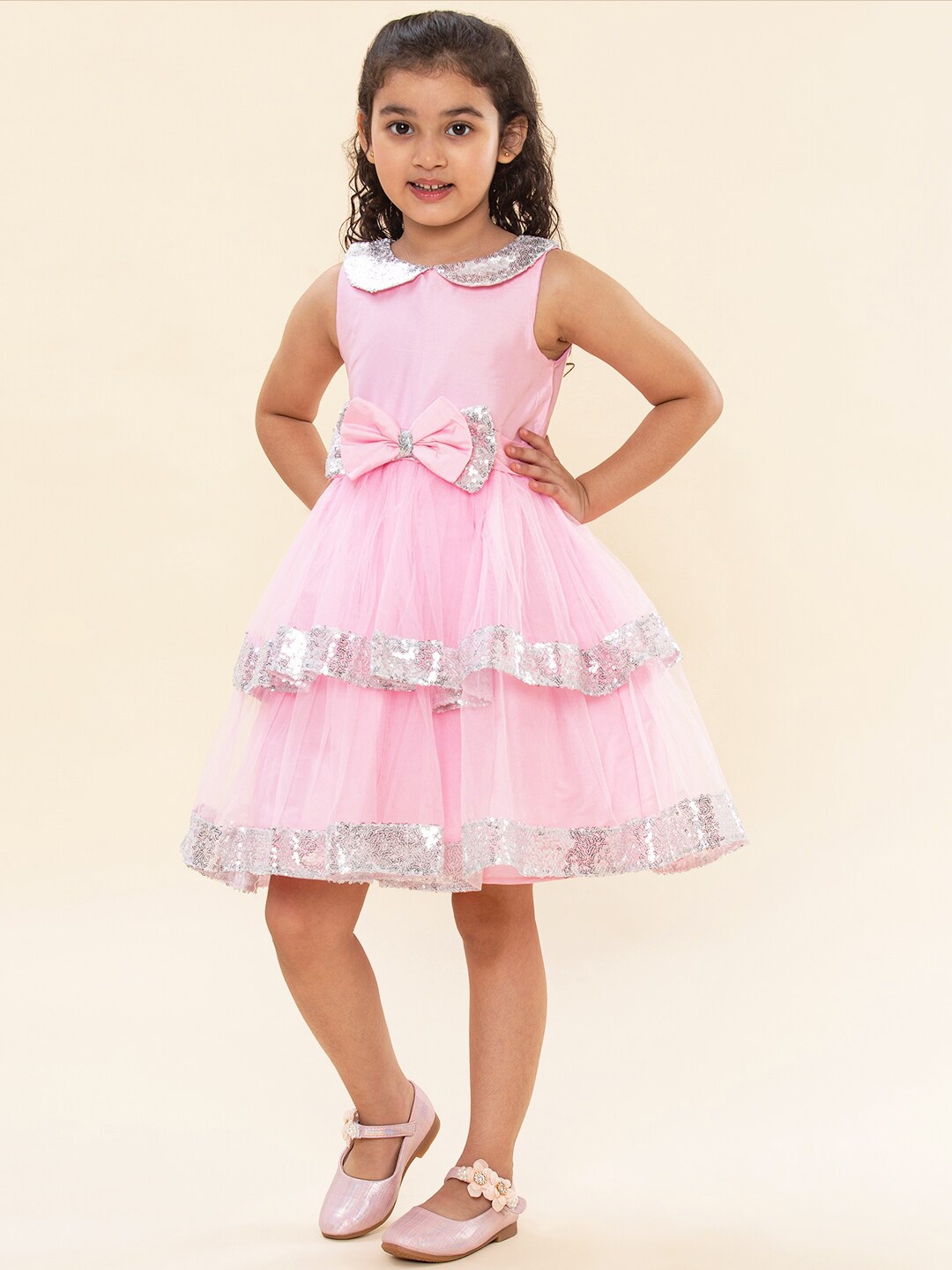 

A T U N Girls Pink Net Dress