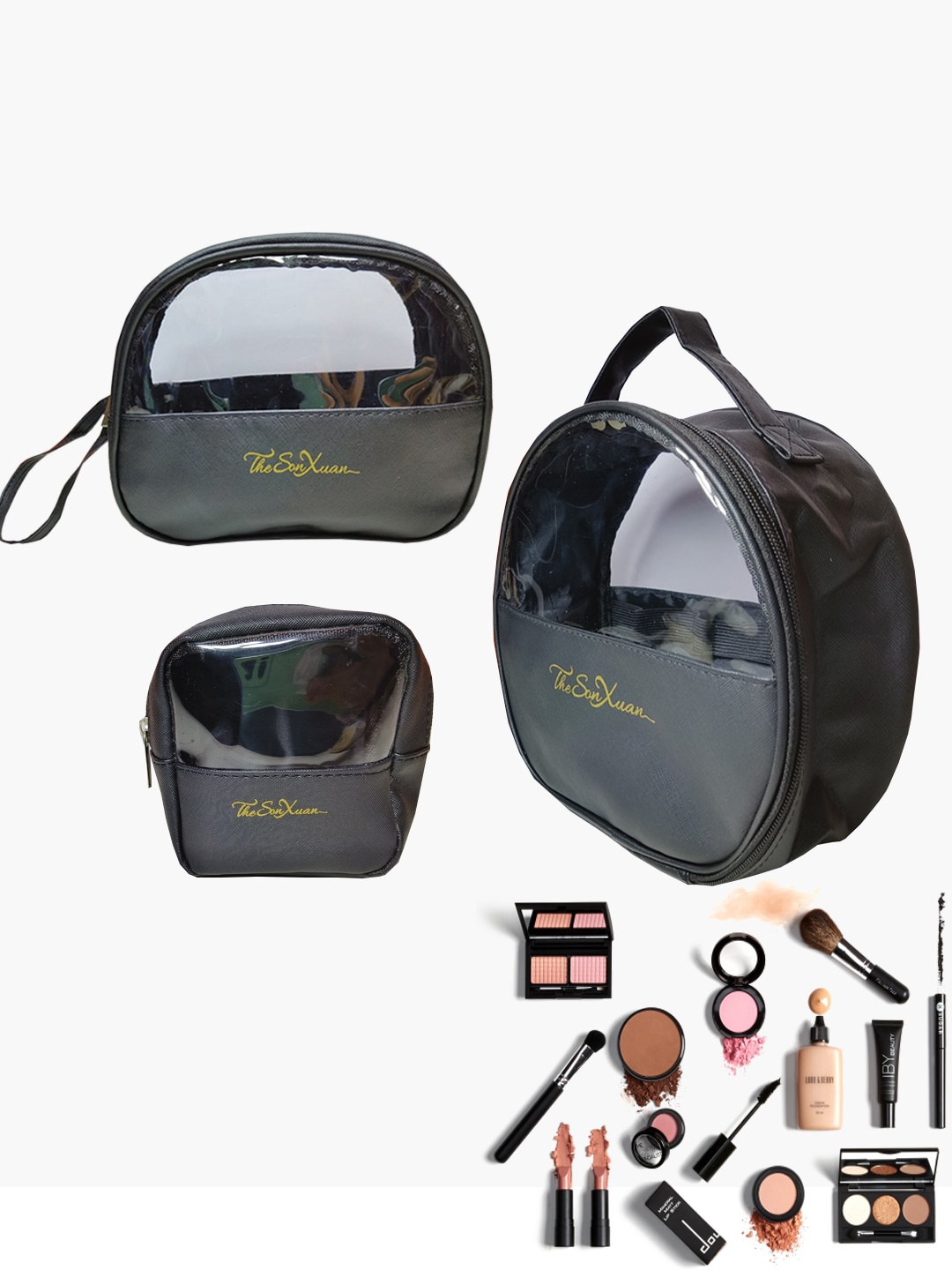 

Queue Pack Of 3 Black Solid Multi-Purpose Cosmetic Bag