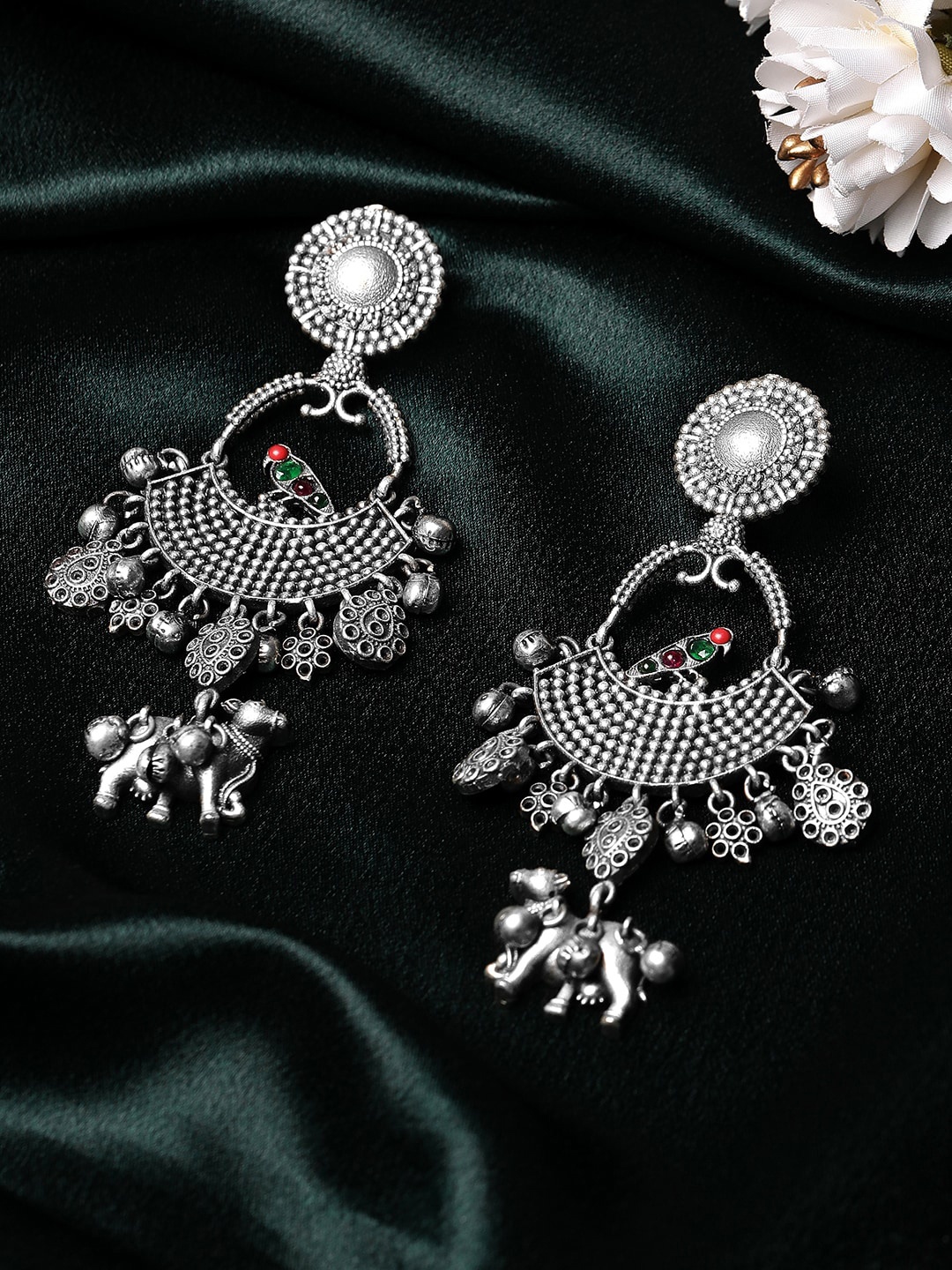 

Rubans Oxidised Animal Motif Design Chandbalis Earrings, Silver