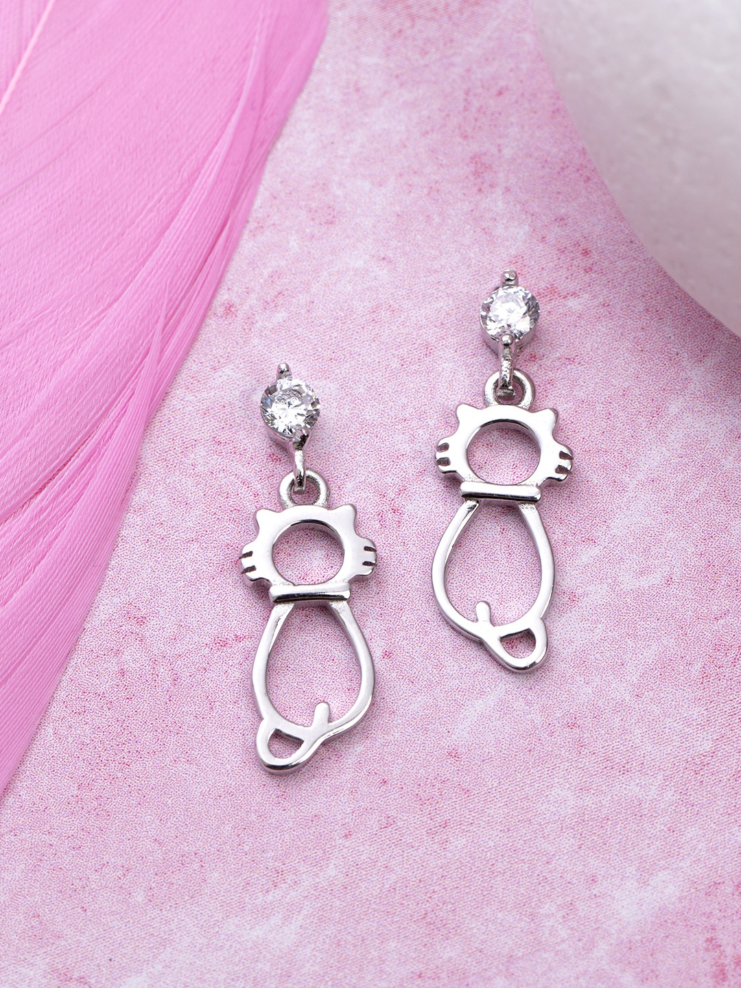 

Zavya 925 Sterling Silver Cat-Shaped Drop Earrings