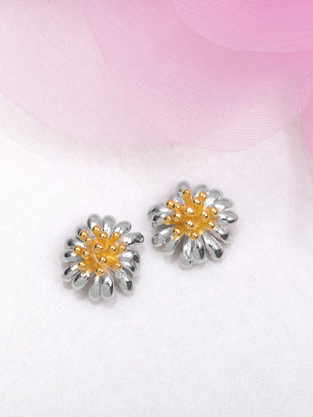 

Zavya 925 Sterling Silver & Yellow Floral Studs