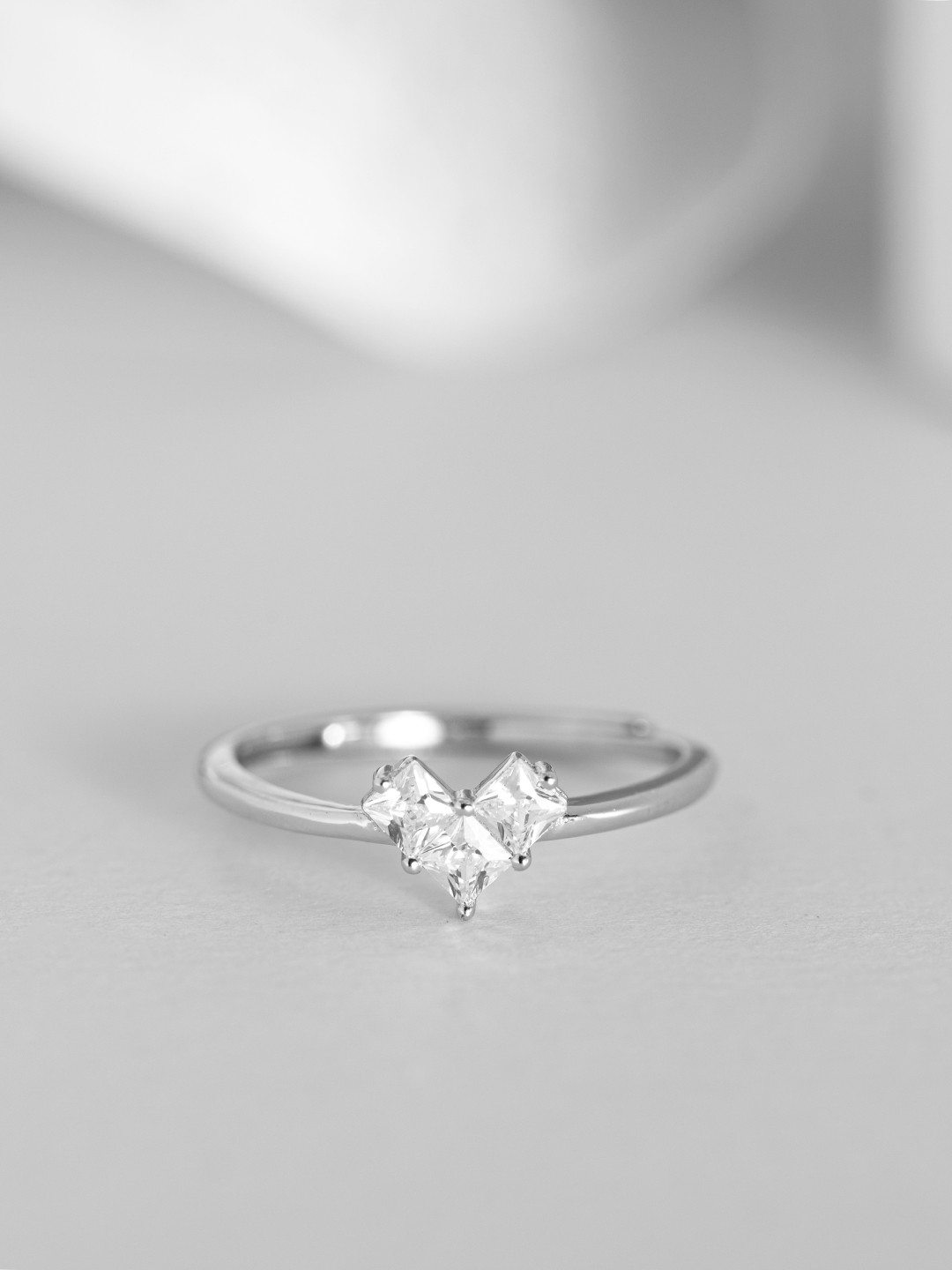 

Zavya Women 925 Sterling Silver-Toned Rhodium-Plated Ring