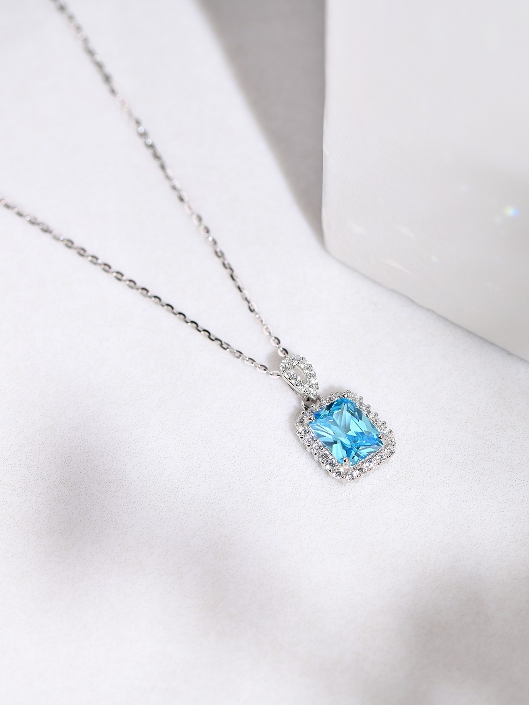 

Zavya 925 Pure Silver & Blue Rhodium-Plated Necklace