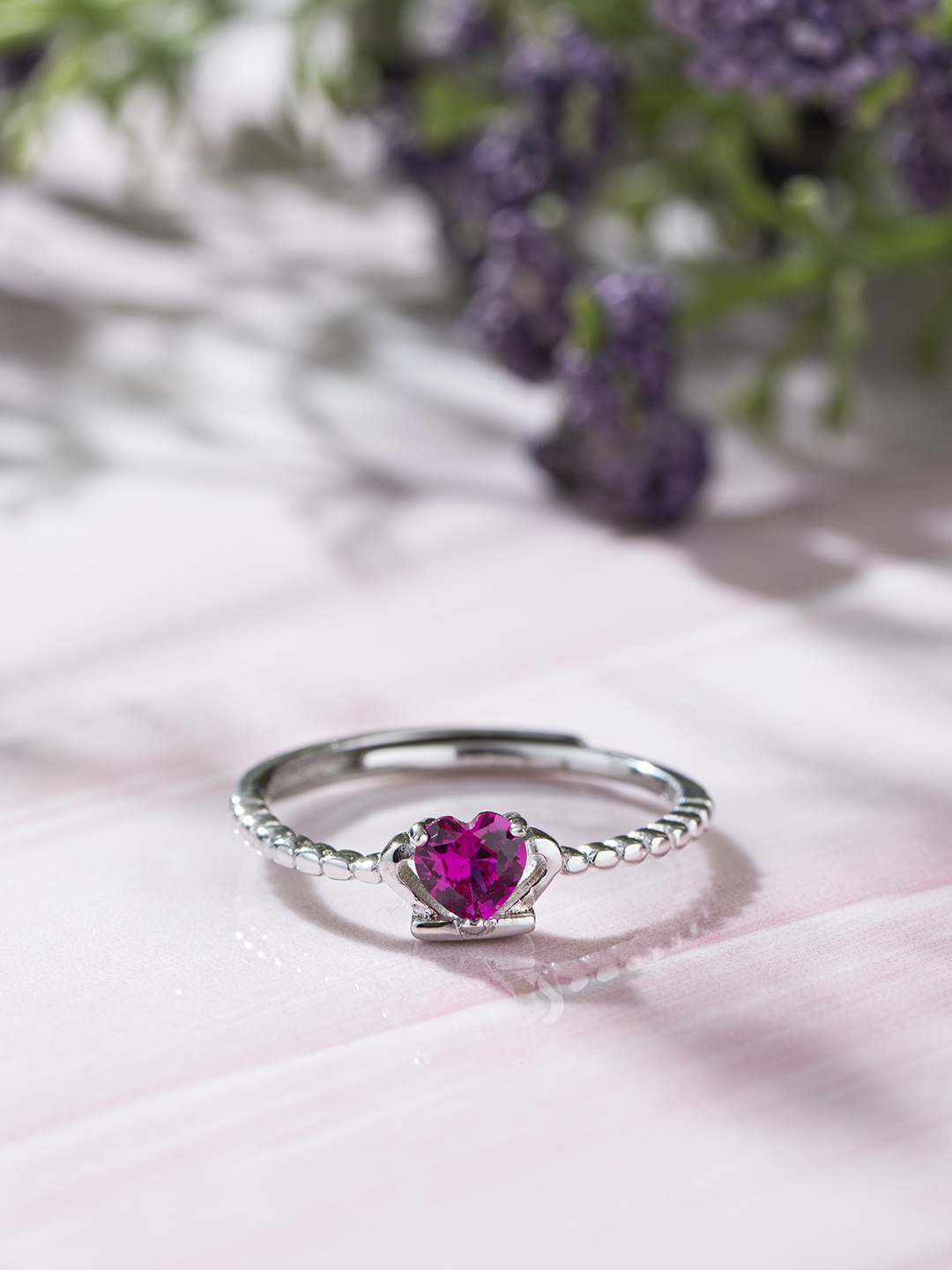 

Zavya Women 925 Sterling Silver-Toned Rhodium-Plated Ring