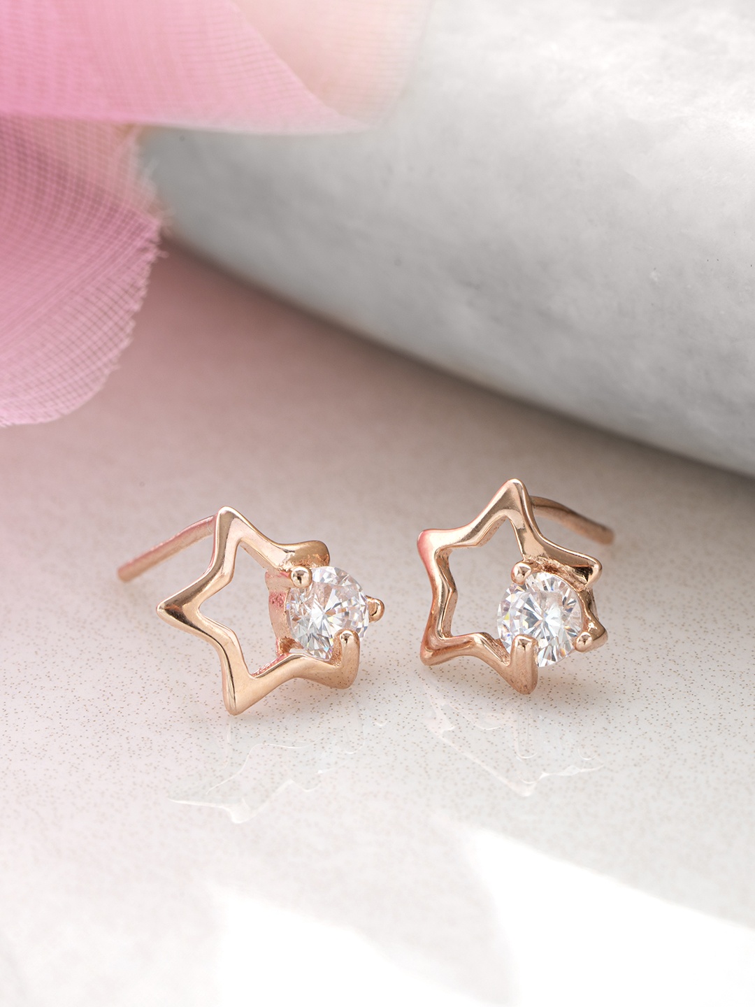 

Zavya 925 Sterling Silver Rose Gold-Plated Star Shaped Studs