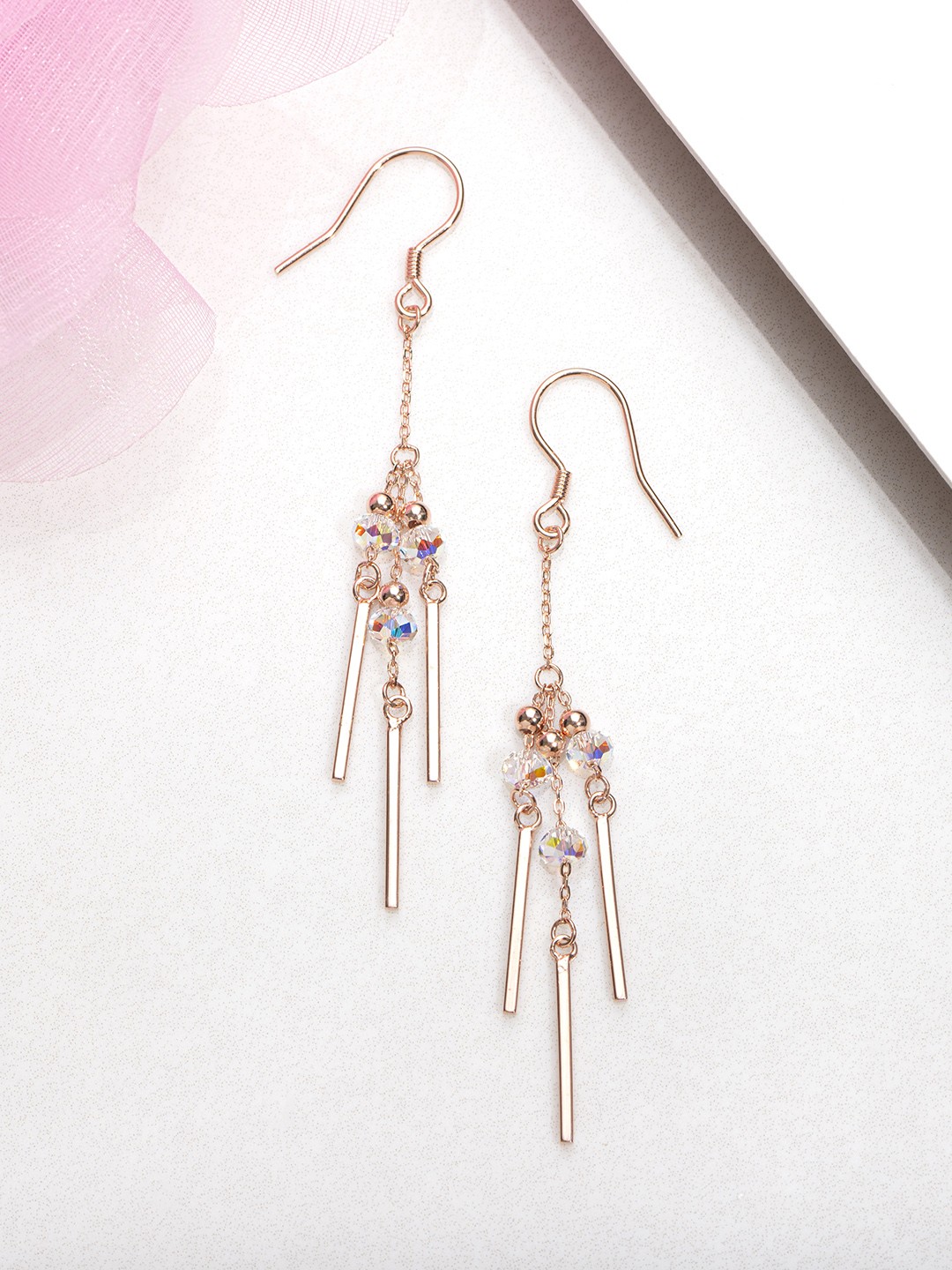 

Zavya 925 Sterling Silver Rose Gold-Plated Contemporary Drop Earrings