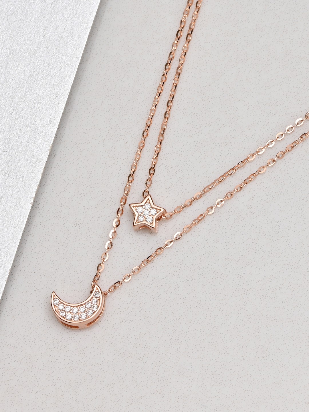 

Zavya 925 Sterling Silver Rose Gold-Plated Layered Necklace