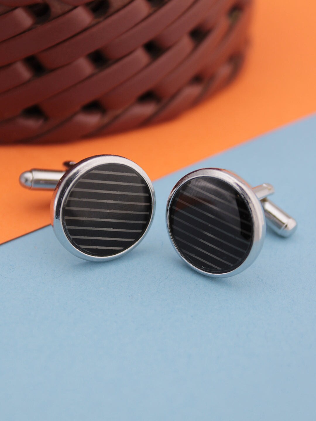 

Kavove Black & Silver-Toned Cufflink