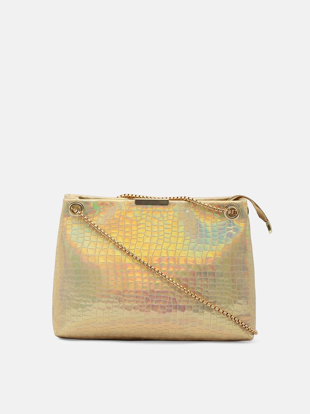 

Bagsy Malone Gold-Toned Textured PU Structured Sling Bag