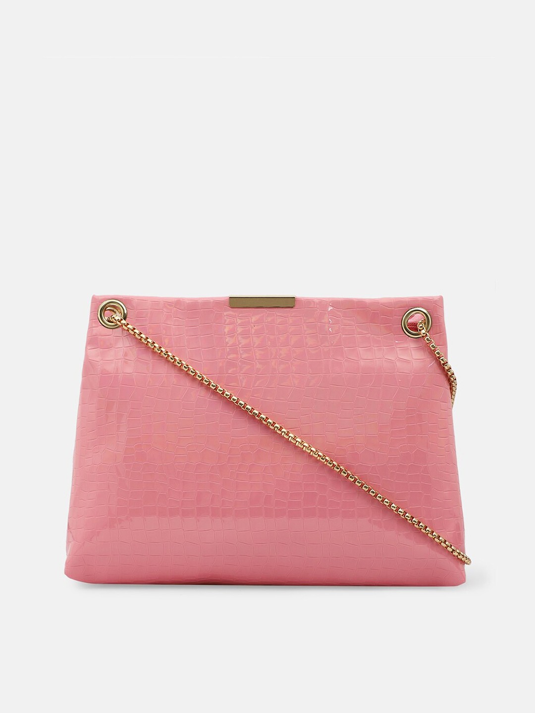 

Bagsy Malone Women Pink Textured PU Structured Sling Bag