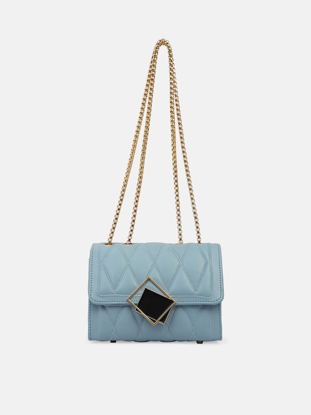 

Bagsy Malone Blue PU Structured Quilted Sling Bag