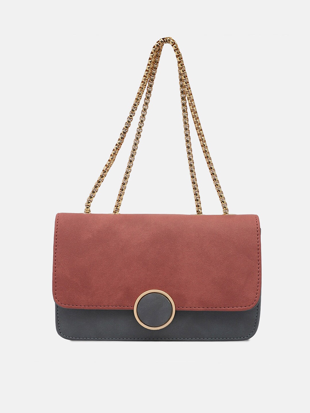 

Bagsy Malone Pink Colourblocked PU Structured Sling Bag