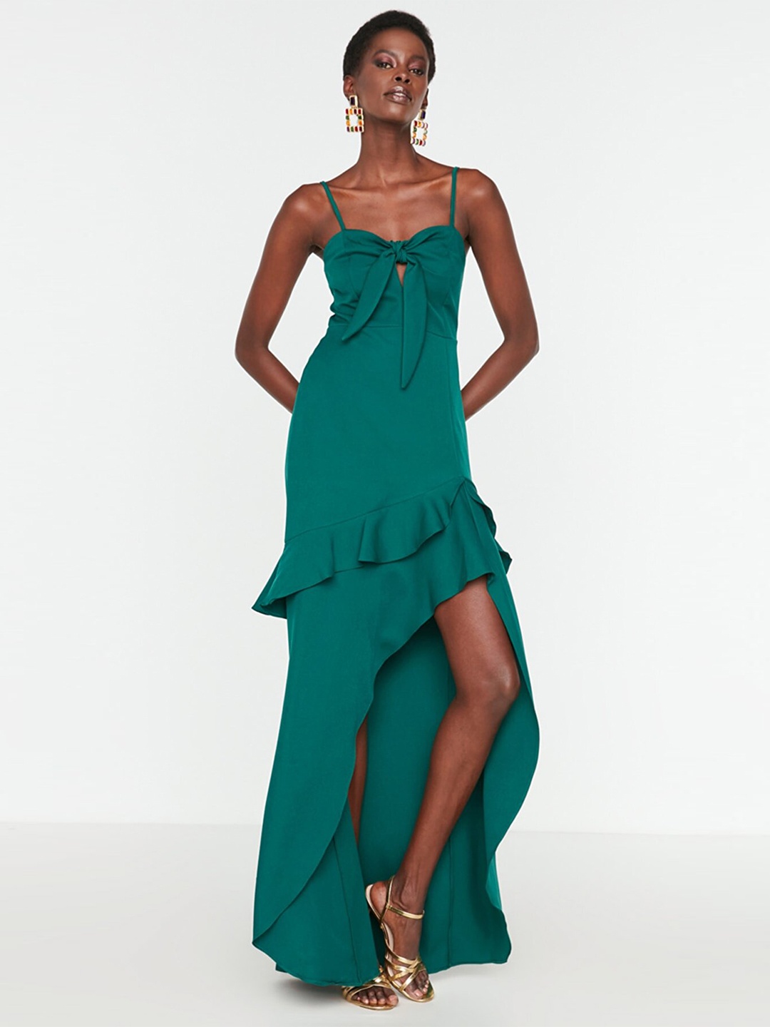 

Trendyol Green Solid Maxi Dress