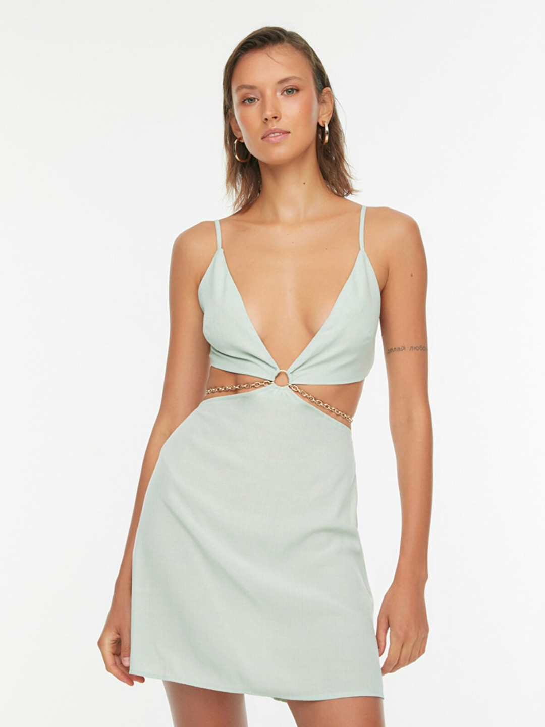 

Trendyol Sea Green Cut Out Sheath Mini Dress