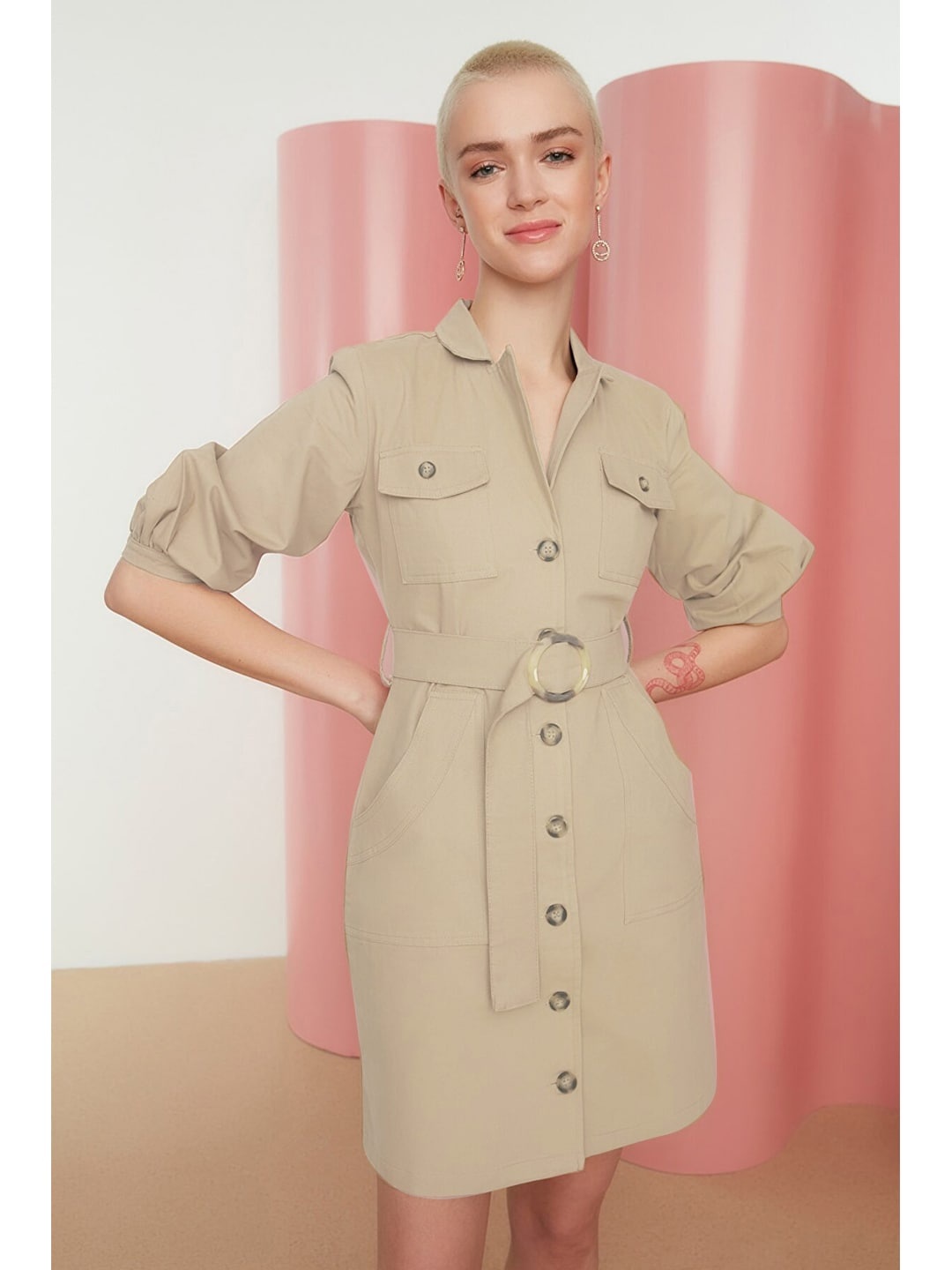 

Trendyol Women Camel Brown Shirt Dress
