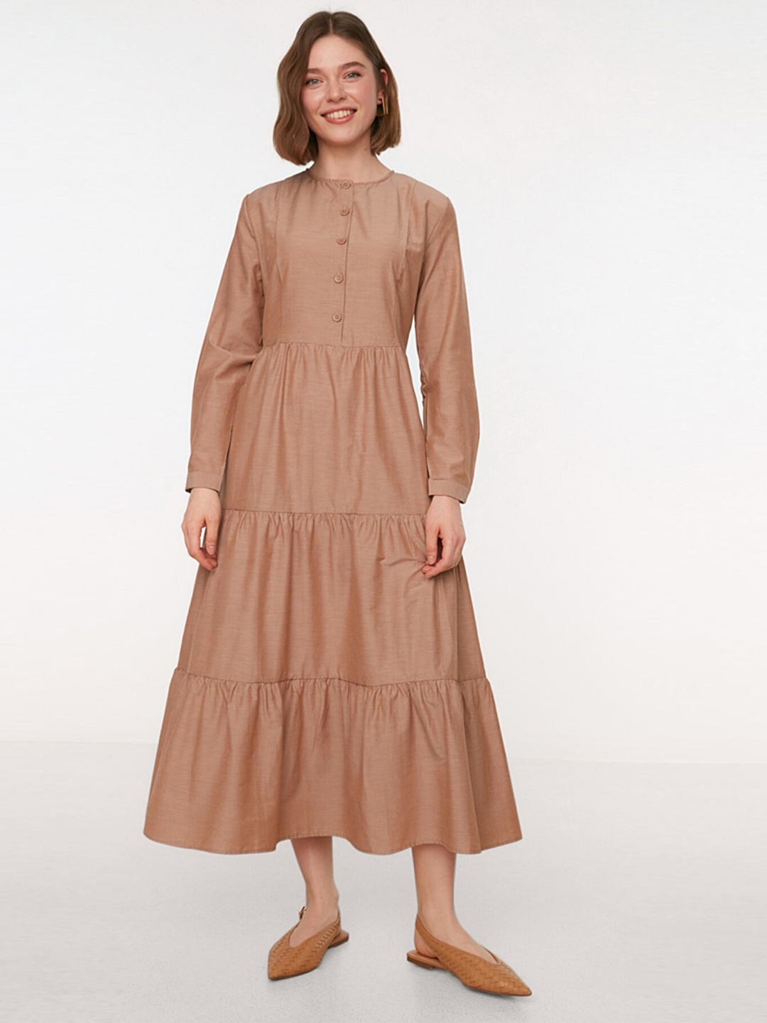 

Trendyol Beige A-Line Midi Dress