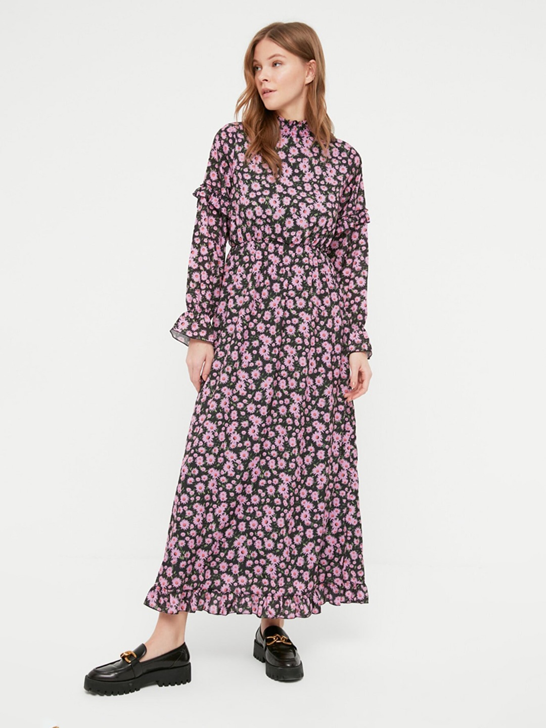 

Trendyol Black & Lavender Floral Maxi Dress