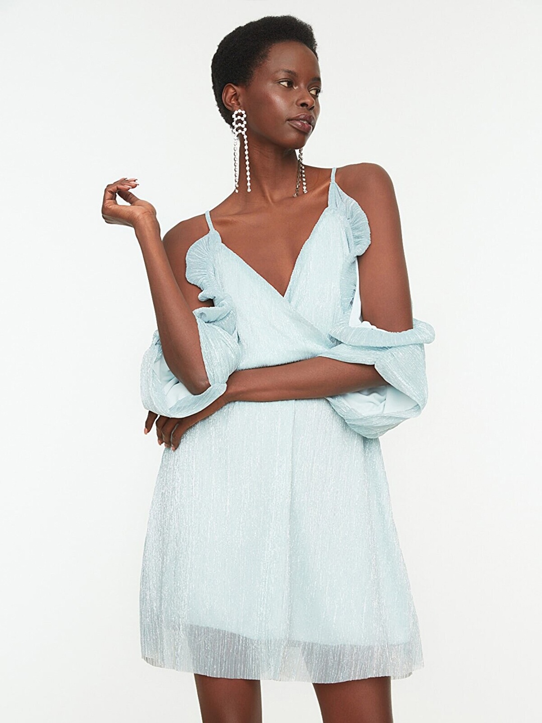 

Trendyol Blue Cold-Shoulder Dress
