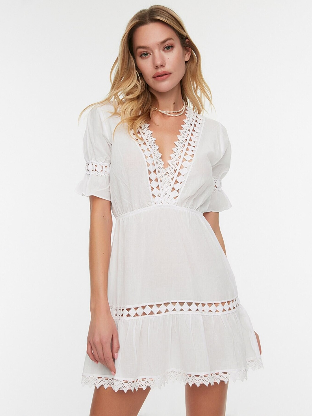

Trendyol White A-Line Mini Dress