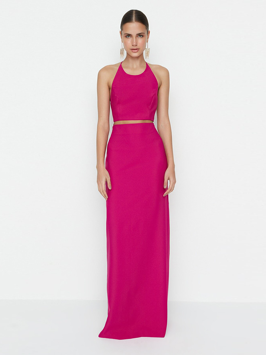 

Trendyol Fuchsia Halter Neck Bodycon Maxi Dress