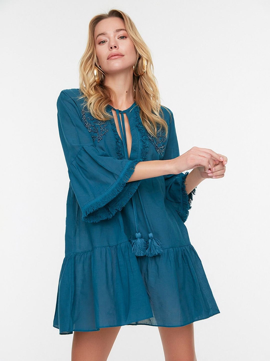 

Trendyol Blue Drop-Waist Mini Dress