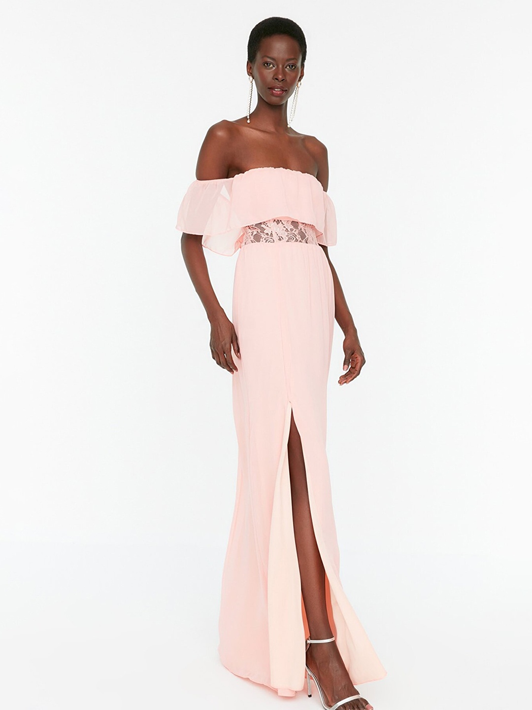 

Trendyol Women Rose Off-Shoulder Maxi Dress