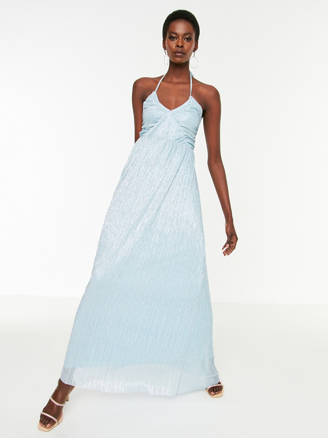 

Trendyol Women Blue Self-Design Maxi Dress