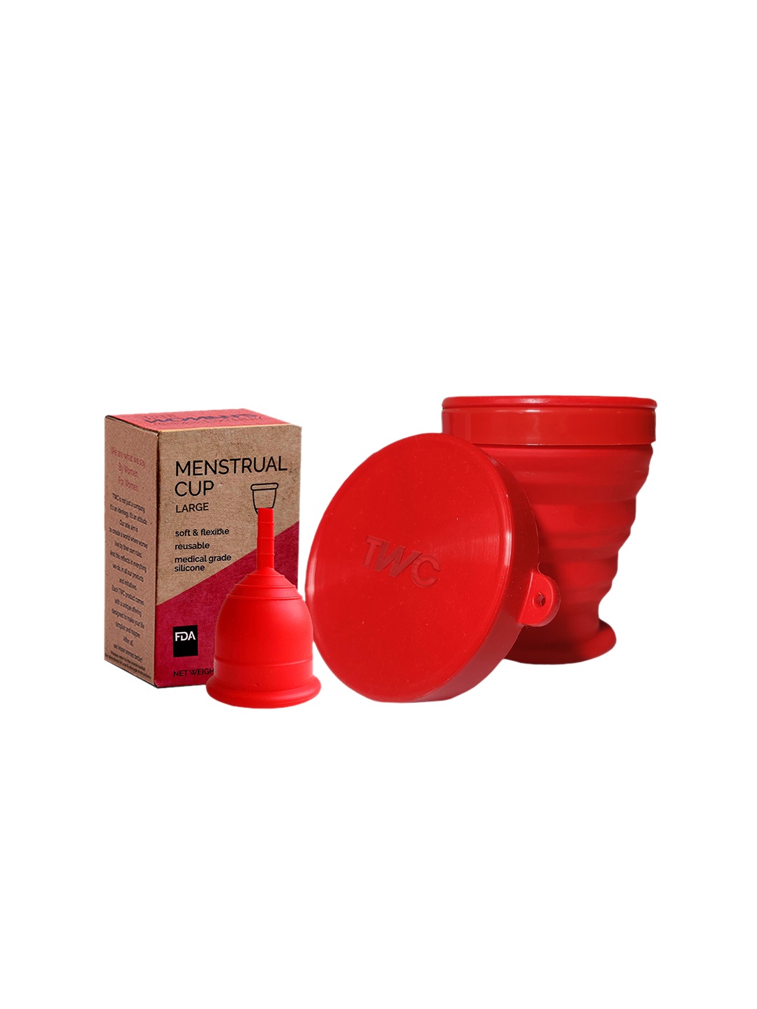 

THE WOMAN'S COMPANY Women Red Reusable Menstrual Cup - Large with Sterilizer