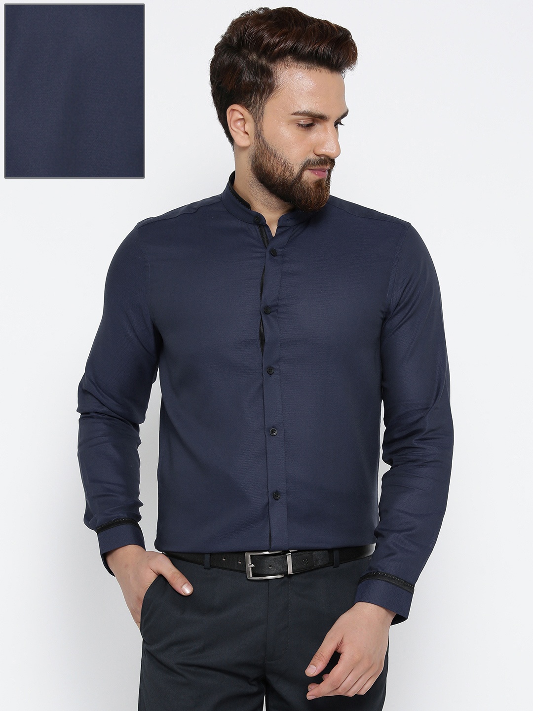 

Blackberrys Men Navy Slim Fit Solid Formal Shirt, Navy blue