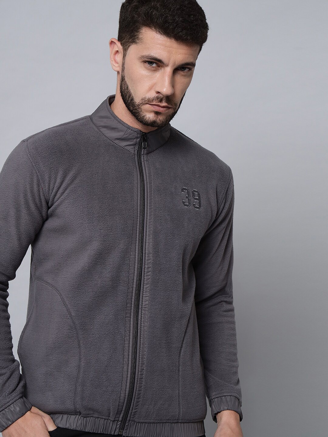 

39 THREADS Men Grey Mock Collar Sweatshirt