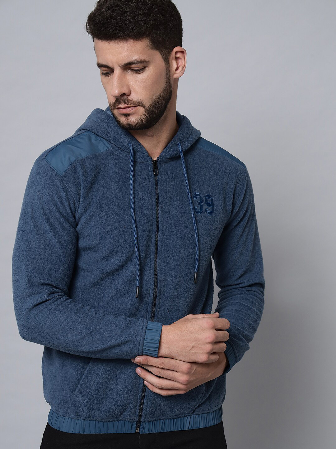 

39 THREADS Men Blue Hooded Sweatshirt