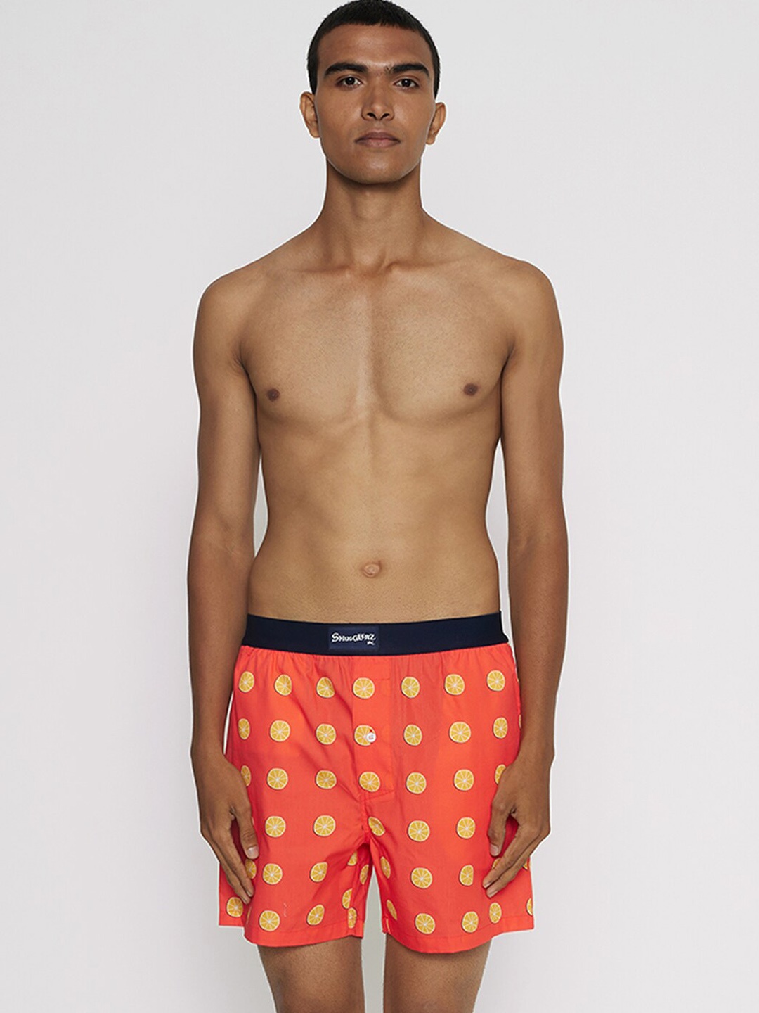 

SMUGGLERZ INC. Men Orange Printed Pure Cotton Boxers