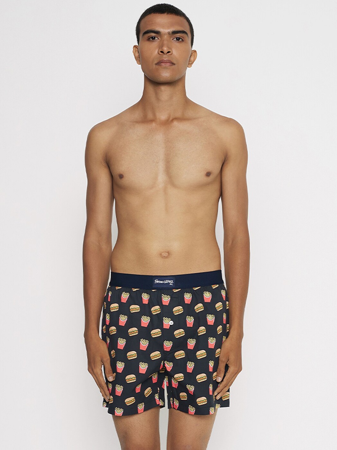 

SMUGGLERZ INC. Men Black Printed Pure-Cotton Boxers