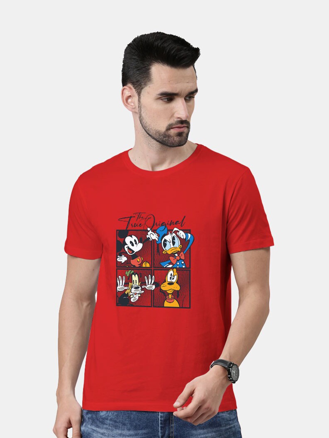

macmerise Men Red Printed Bio Finish Cotton T-shirt