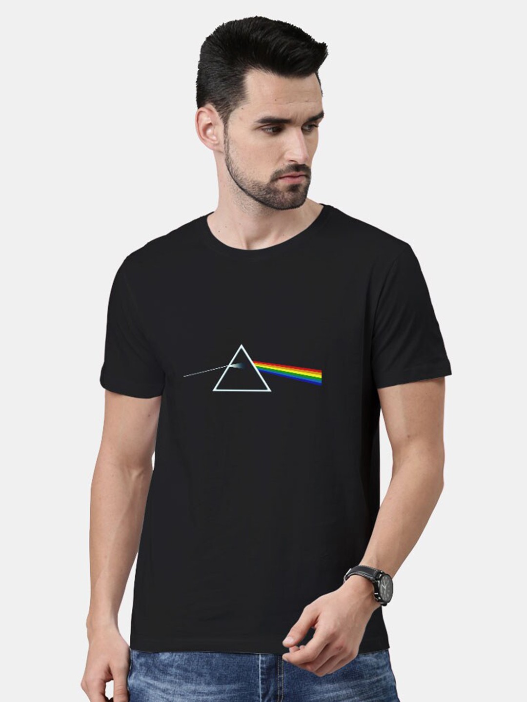 

Macmerise Men Black Printed Bio Finish Applique T-shirt