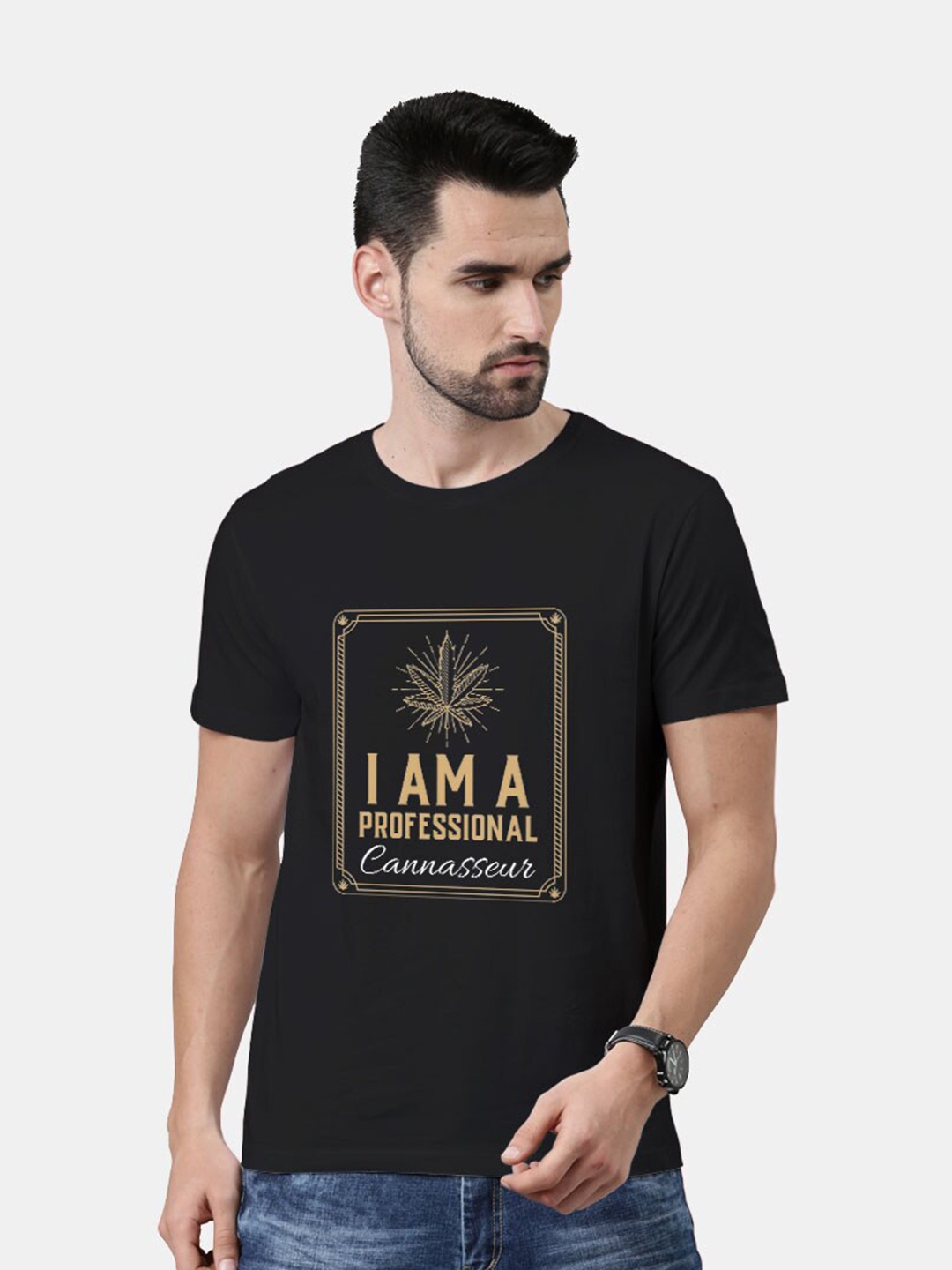 

macmerise Men Black Typography Printed Bio Finish T-shirt