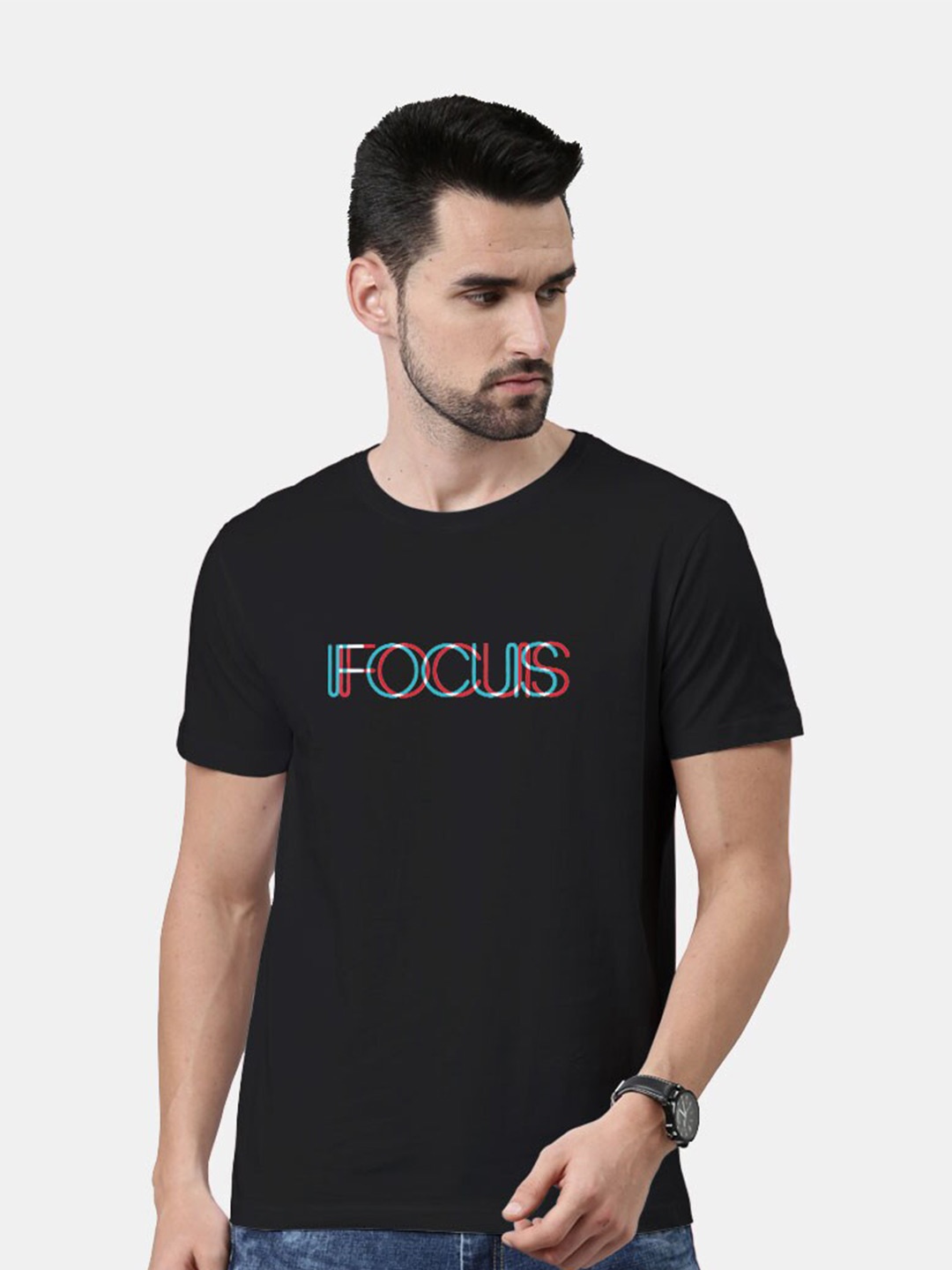 

macmerise Men Black Typography Printed Bio Finish T-shirt